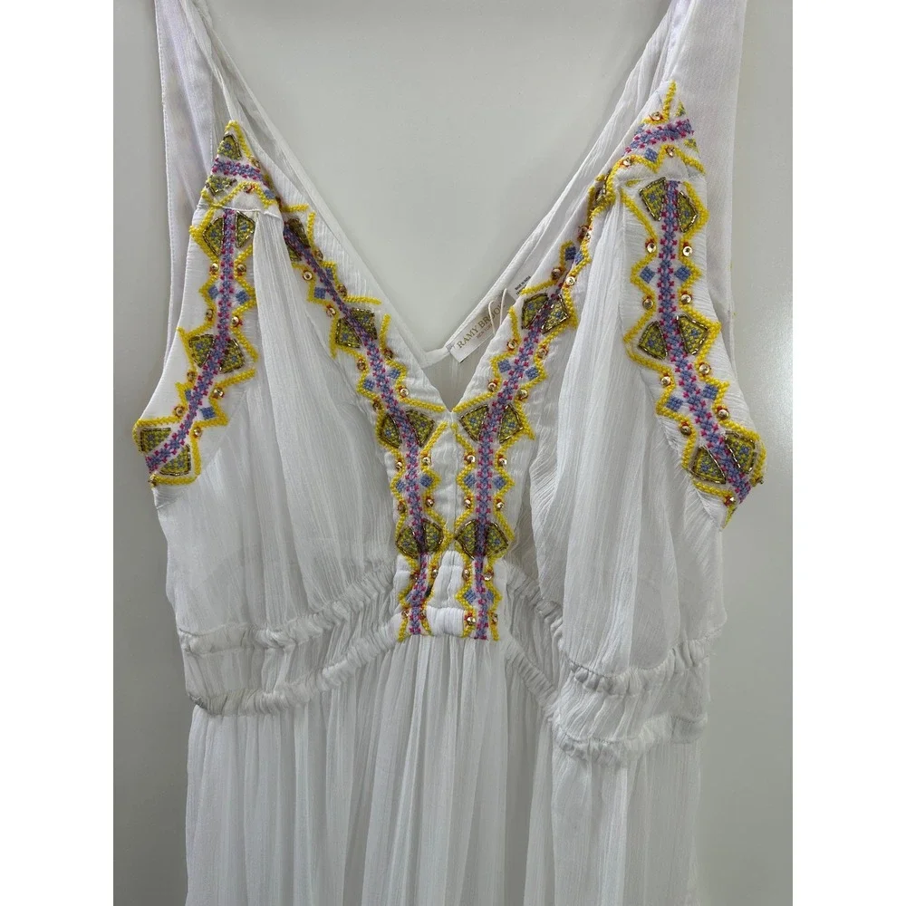 NEW Ramy Brook Sienna Embroidered Chiffon Swim Cover-Up Maxi Dress White XL $365 - Picture 3 of 16